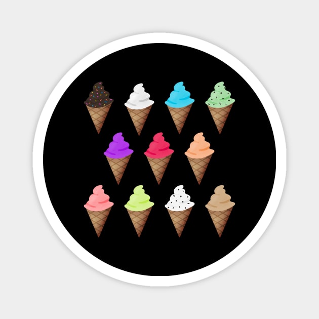 Variety of Ice Cream Flavors Magnet by Kelly Louise Art